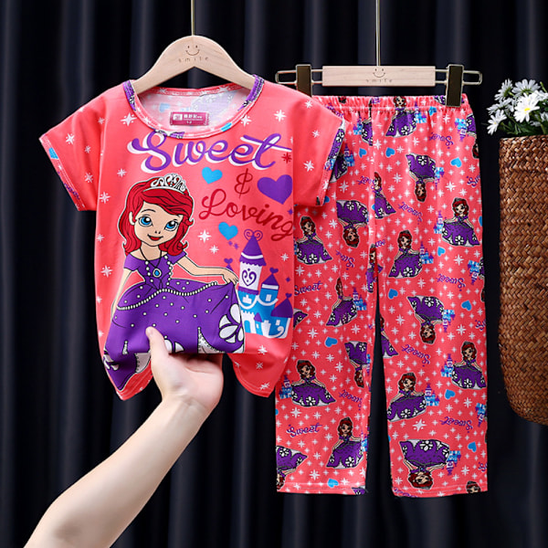Barn Flickor Tecknad Pyjamas Pjs Set Frozen Tryckta Toppar+Pans Nattkläder Loungewear Sovkläder Outfit #5 12
