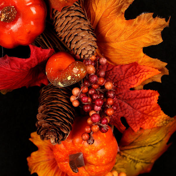 Halloween Pumpa Tallkotte Lönnlöv LED Färgglad Krans A