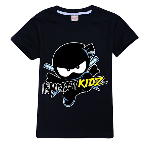 Ninja Kidz Pojkar T-shirt Tecknade Toppar Tee Barn Pojkar Flickor T-shirts Barnkläder Sommar Kortärmad Black 160cm
