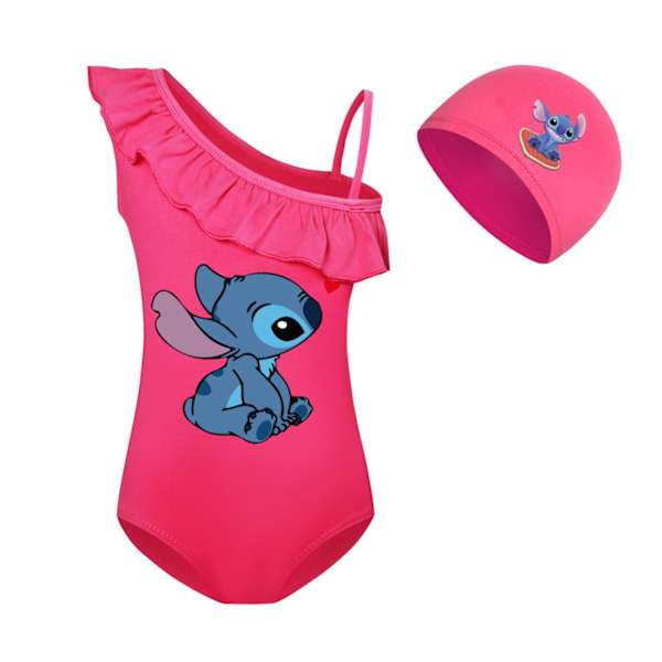 Barn Flickor Lilo & Stitch Tecknad Baddräkt Hel Baddräkt Strandkläder Simdräkt Surfdräkt Med Badmössa #1 150cm