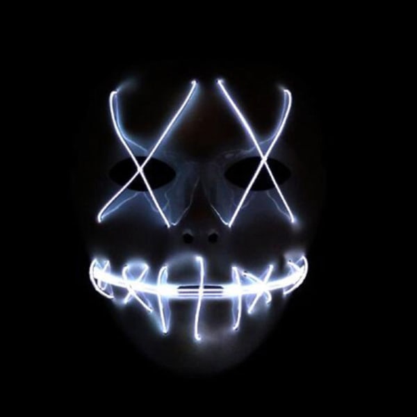 Halloween LED Light up Mask Masquerade Party Cosplay Kostym White light 16*19.5cm