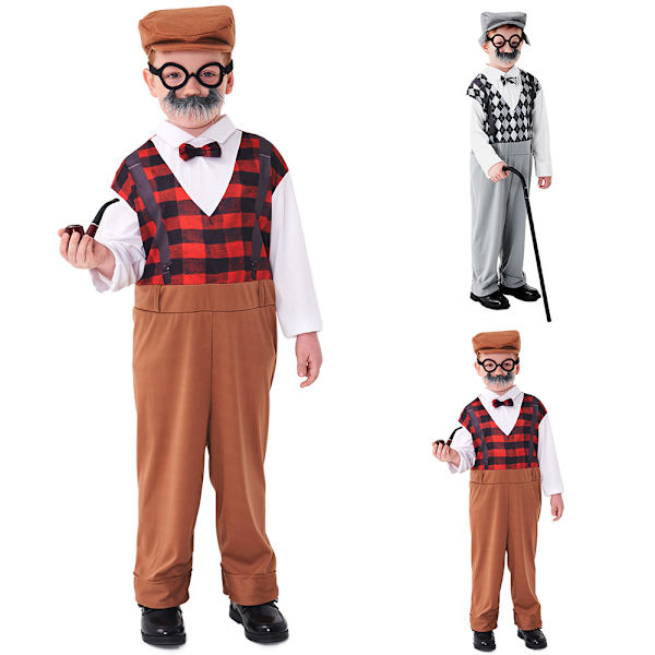 Pojkar Den Äldre Farfar Cosplay Kostymer Barnens Dag Scen grey M