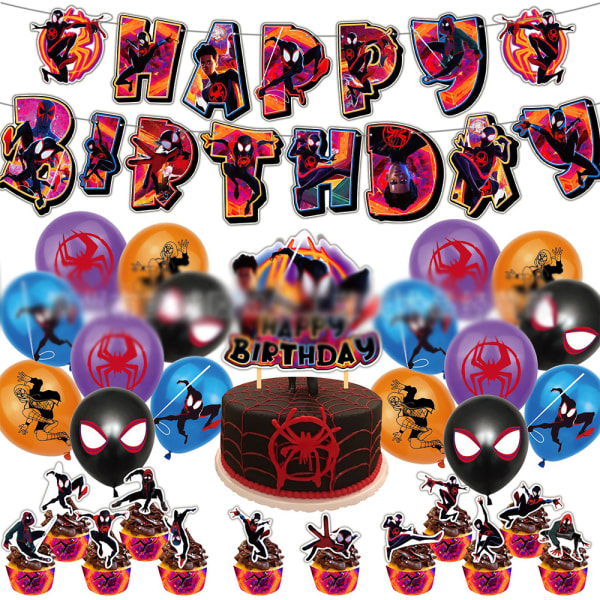 Spider Hero man Grattis på födelsedagen Banner Ballonger Cupcake Toppers