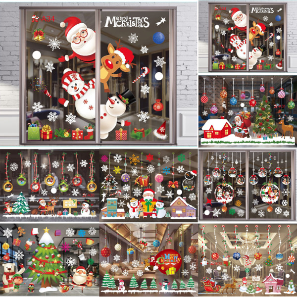 Jul fönsterdekal klistermärke Xmas Holiday Decor Party Supplies B
