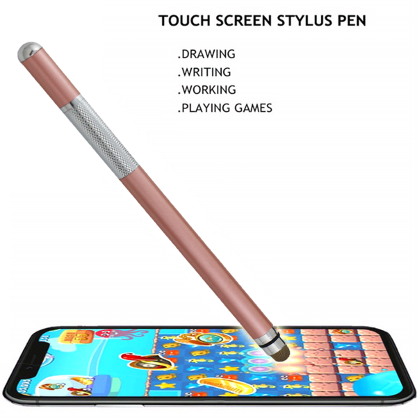 Touch kapacitiv Stylus Pen 2 i 1 Disc & Fiber Tip Precision white