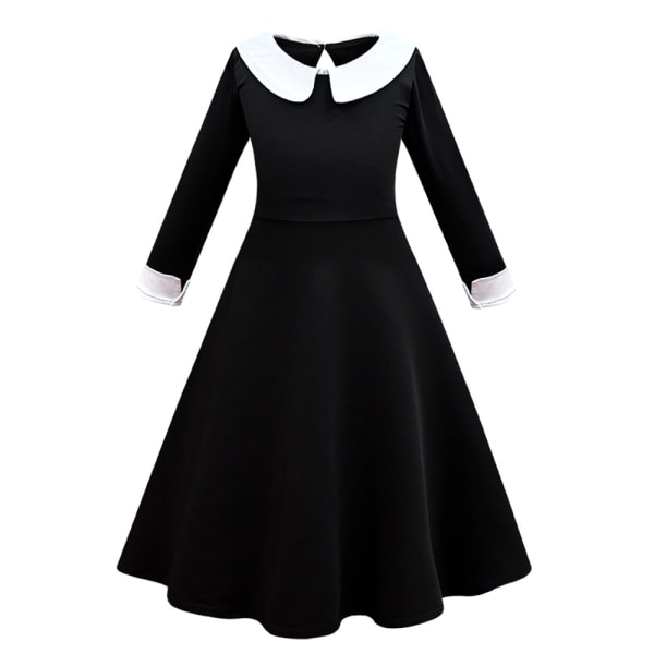 The Addams Family Wednesday Costume Grills Black Dress Cosplay 120cm