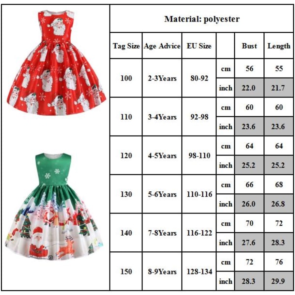 Nyårsflickor Jul Prinsessklänning Fest Retro Höstklänning red 130cm
