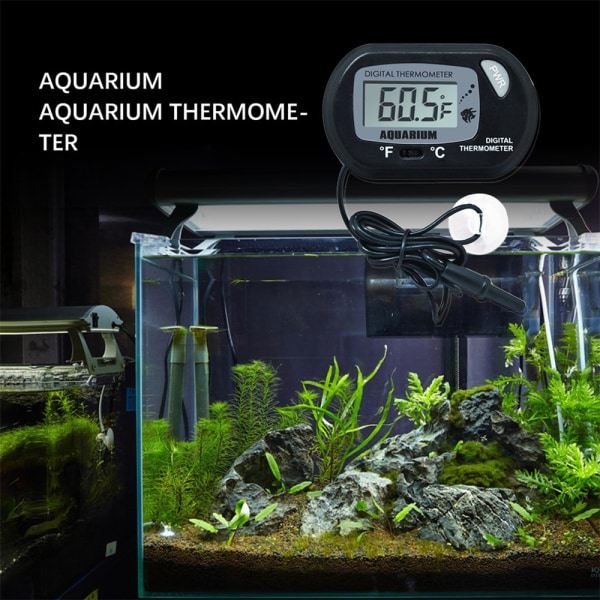 Fish Tank LCD Digital Aquarium Termometer Vattendetektering Yellow