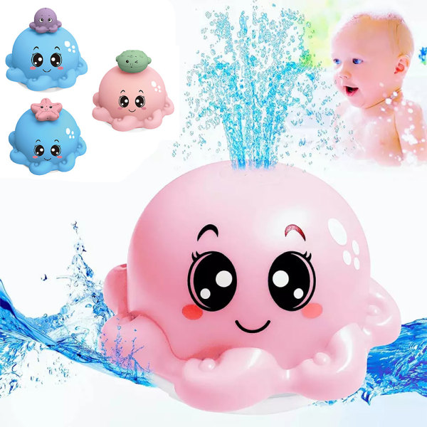 Badleksak med 4 vattensprayläge Ljus bläckfiskbadkar för baby