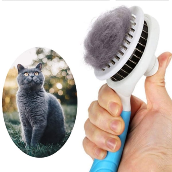 Självrengörande Slicker-borste för hund och katt tar bort hår från husdjurskam