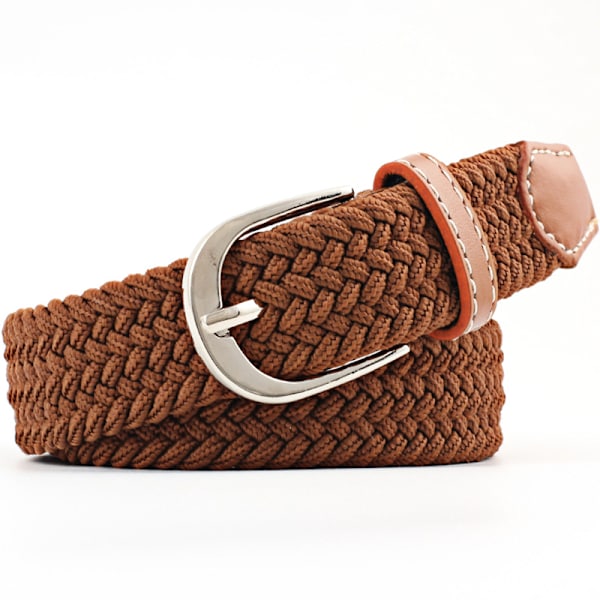 Vuxenmode Canvas Elastiskt Tyg Vävt Stretch Flätad Bälte brown 100CM