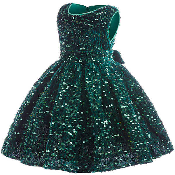 Julklänning för flickor, prinsessklänning för fest, glitterklänning Green 100CM
