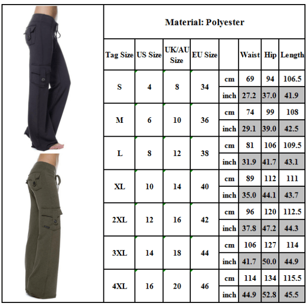 Hög midja vida ben byxor dam casual yoga byxor green M