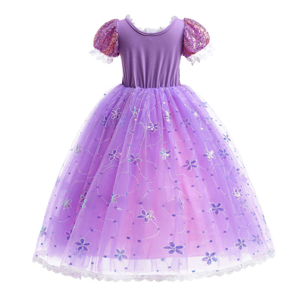 Frozen Rapunzel Klänning Tjej Födelsedagsfest Klänning Prinsessklänning 130cm