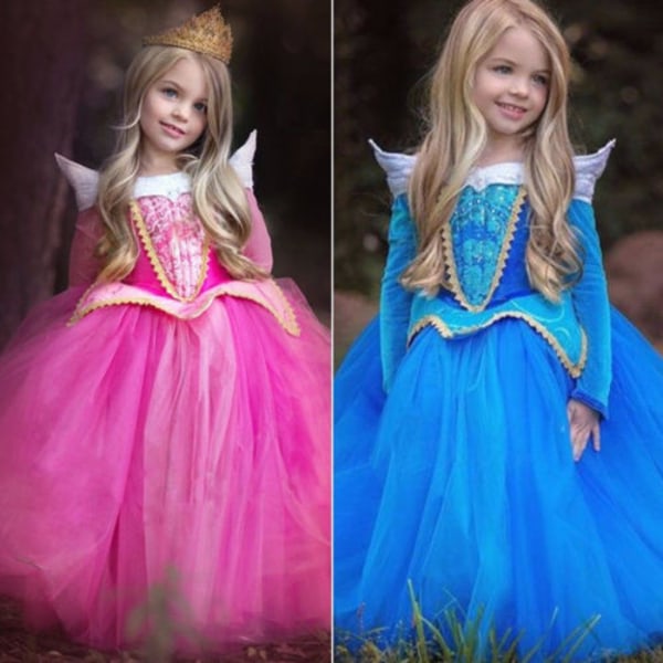Girl Kids Princess Arlo Cosplay Costume Christmas Party klänning bule 120cm