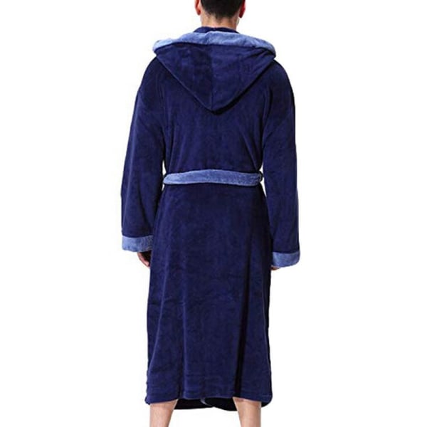 Morgonrock med huva för män, byte av handduk, badrock i fleece Blue S