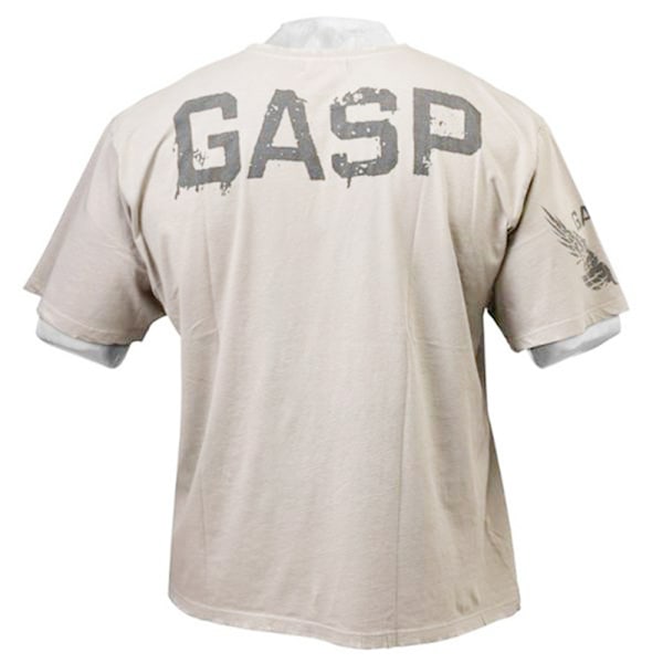Mens GASP Kortärmad Bodybuilding T-Shirt Gym Träningsträning Motivation Toppar Khaki XL