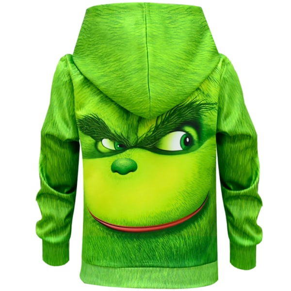 Pojkar Jul Grinch Dragkedja Hoodie Barn Sport Sweatshirt 120cm