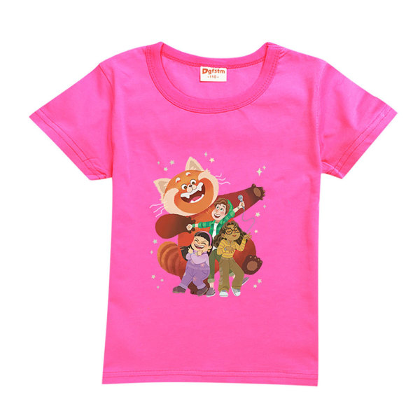 Turning Red Kids Kortärmad T-shirt Cartoon Tops rose red 140cm