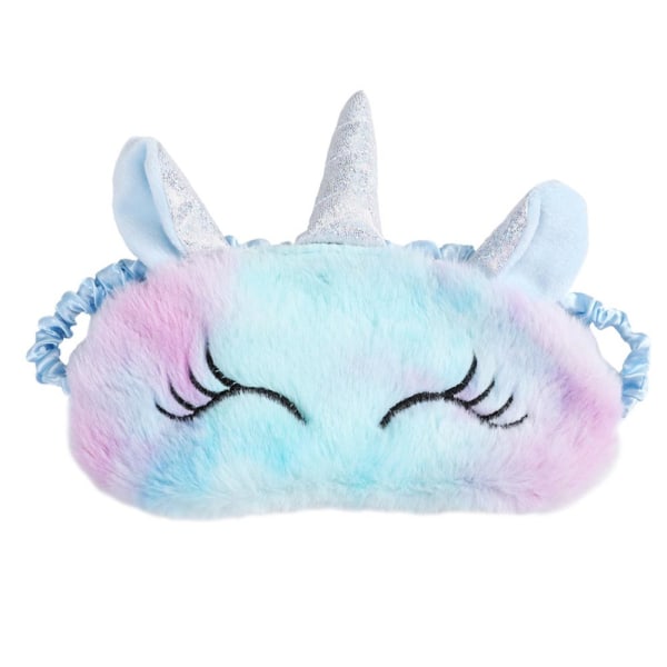 Kid Cute Animal Unicorn Sleep Mask Mjuk plysch Ögonbindel Sova Light blue