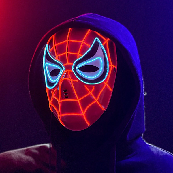 Halloween Mask Glowing Spider Man Mask Kostym Vuxen Mask red
