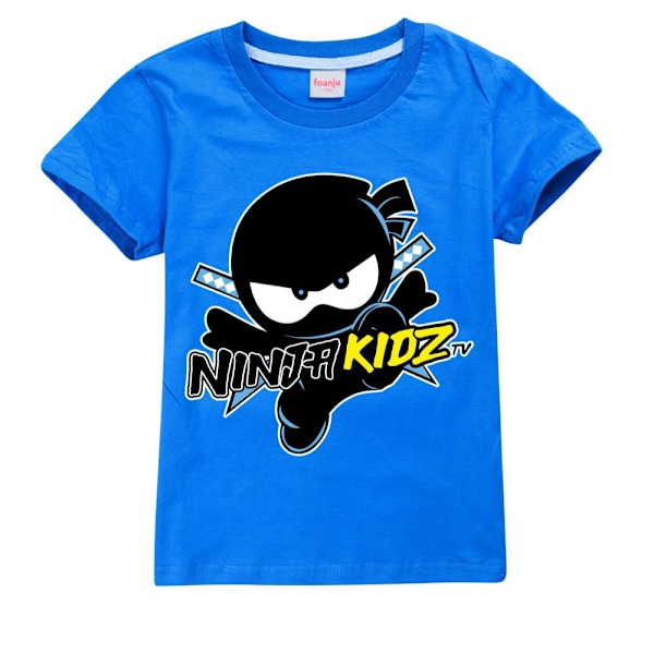 Ninja Kidz Pojkar T-shirt Tecknade Toppar Tee Barn Pojkar Flickor T-shirts Barnkläder Sommar Kortärmad Dark Blue 160cm