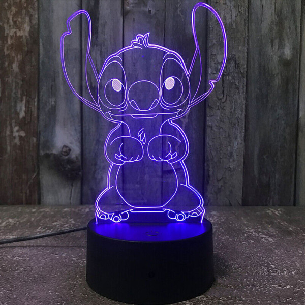 3D Cartoon Stitch Nattljus 7 Färgbyte LED-lampa Touch