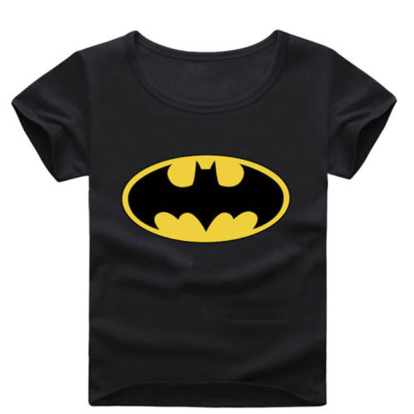 Barn Pojkar Batman Kortärmad Tryck Cartoon Casual T-shirt black 120cm