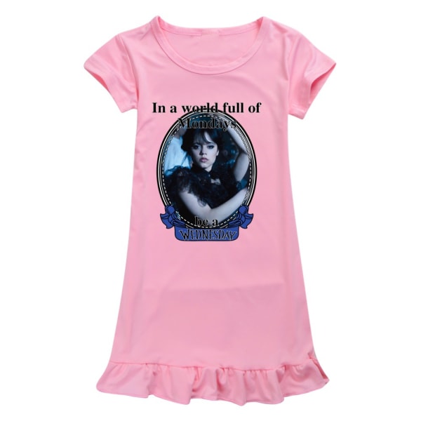 Onsdag Addams Kid Girl Pyjamas Nattklänning Nattkläder Hemkläder pink 150cm