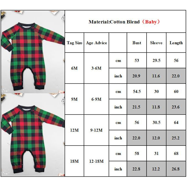 Julklapp Familj Matchande Pyjamas Pyjamas Nattkläder Baby 6M