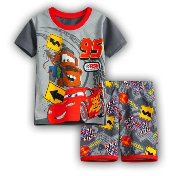 Barn Cartoon Bilar Tryck Pyjamas T-Shirt Toppar Shorts Set Pojkar Flickor Nattkläder Sovkläder A 4 Years / EU 98