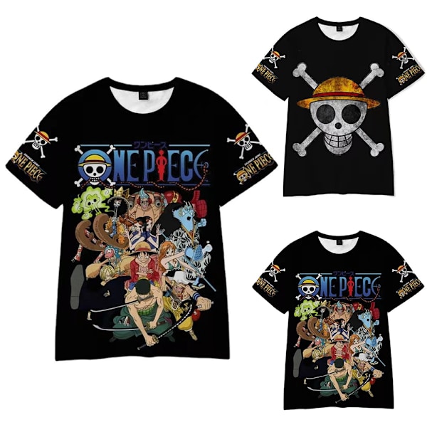 Barn Pojkar Flickor Manga Luffy Zoro Cartoon Tryckt Kortärmad Rund Hals T-Shirt A 150cm