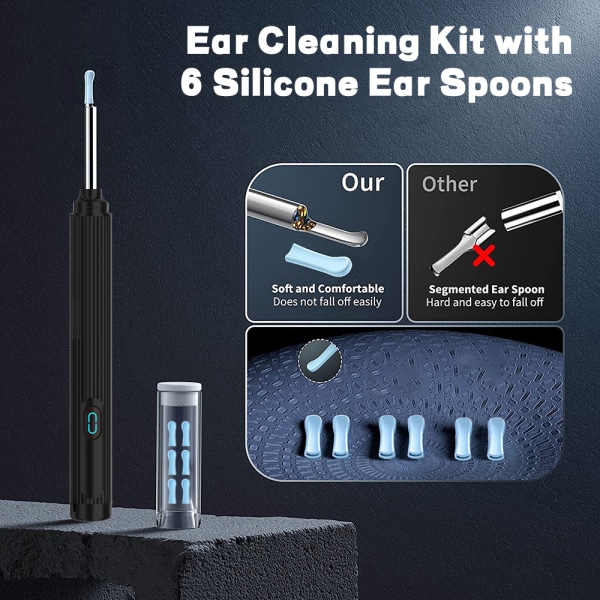 Öronvaxborttagningsverktyg, synlig öronprovtagare, trådlös anslutning white