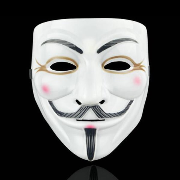 Halloween Mask Hacker V For Vendetta Game Master Party Cosplay White + eyeliner