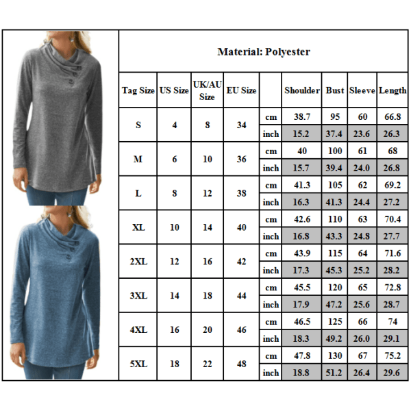 Lösa skjortor för kvinnor Toppar Långärmad tröja Höst och vinter grey 2XL