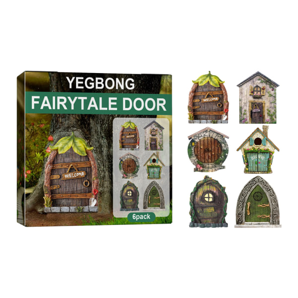 Fairy Door Set med 6 Miniature Gnome Door Set Pixie Miniature 3
