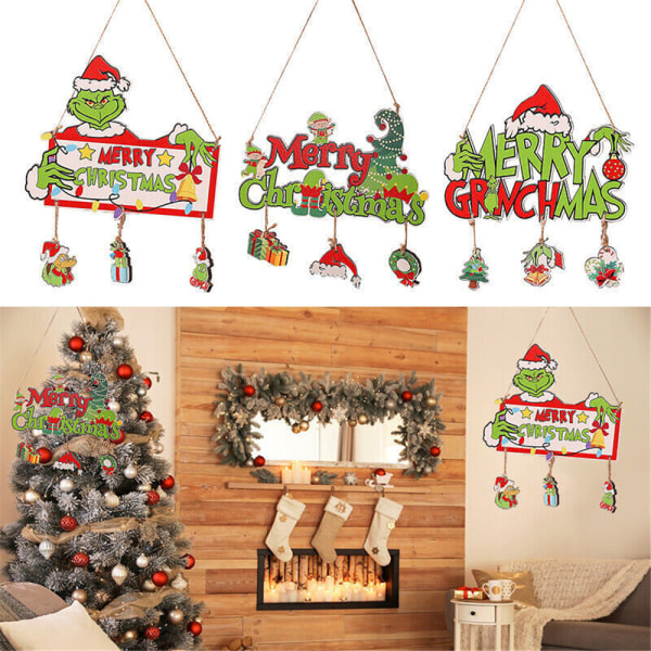 God Jul Grinchmas Trä Grinch Prydnader Julgran Dörr Dekor C