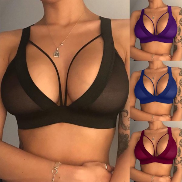 Kvinnors sexiga underkläder yoga push up sport bh toppar underkläder wine red XL