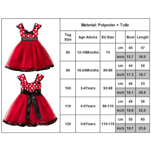 Barn Polka Dot Rosettklänning Flickor Fest Prinsessaklänningar rose red 90cm