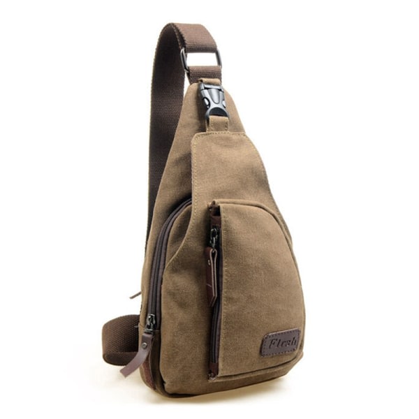 Herr Canvas Väska Resa Vandring Cross Body Messenger Axelväska brown