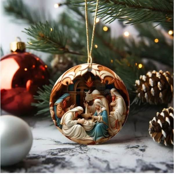 Julgransprydnad, för julgran Födelse av Jesus Kristna dekorationer B 8cm