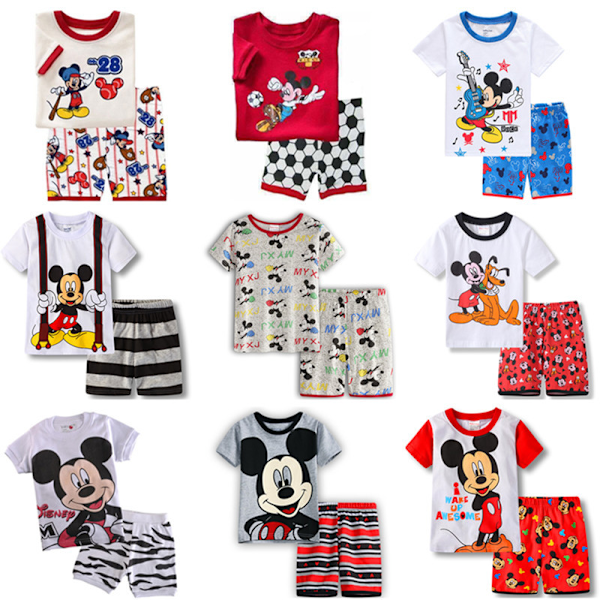 Mickey Pojkar Pyjamas Barn Pojkar Flickor 2st Set Kortärmad Tryck Toppar+ Shorts Tryckta Kläder Pyjamas & Vardagskläder Barnpresent #2 95cm