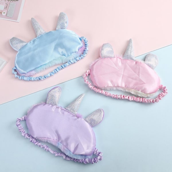 Kid Cute Animal Unicorn Sleep Mask Mjuk plysch Ögonbindel Sova light pink