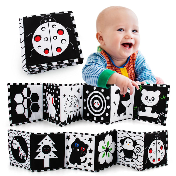 Svart Vit Hög Kontrast Sensoriska Baby Leksaker Mjuk Bok Utbildning 1