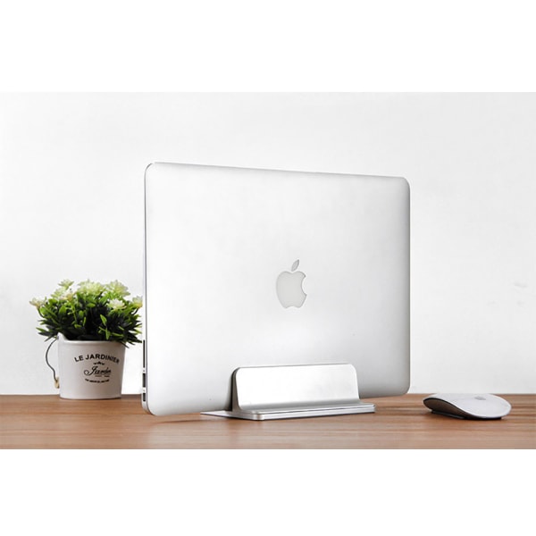 Justerbart vertikalt bärbar stativ för skrivbordsutrymme Apple Notebook silver