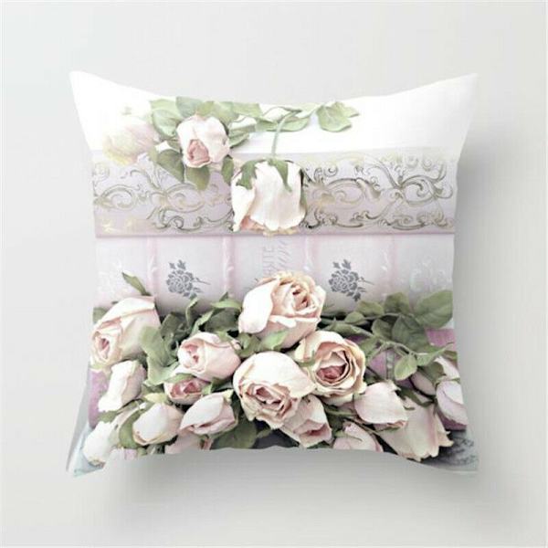Retro ros blommig kuddfodral - heminredning för soffa - Kuddeö #7 Rose Print