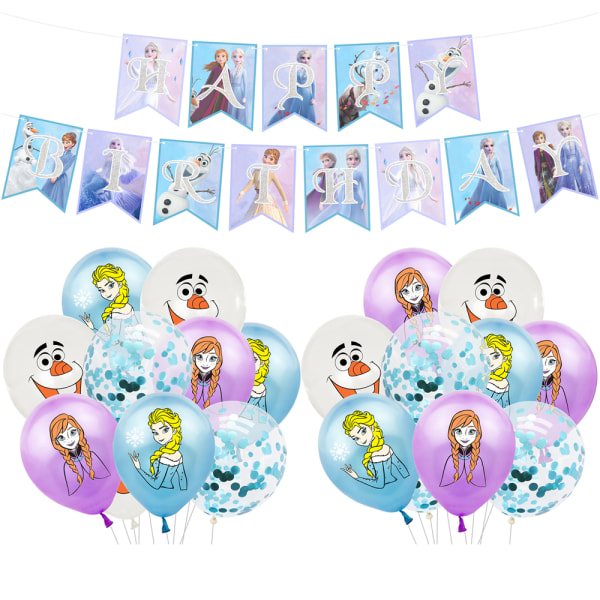 Frozen teman Födelsedagsfest ballonger Banners tårtdekoration