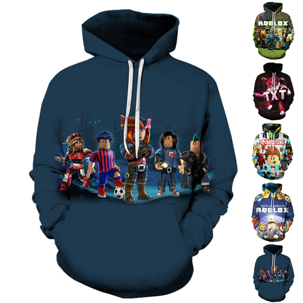 ROBLOX 3D Print Kids Hoodie Jacka Kappa Långärmad Topp A 150cm