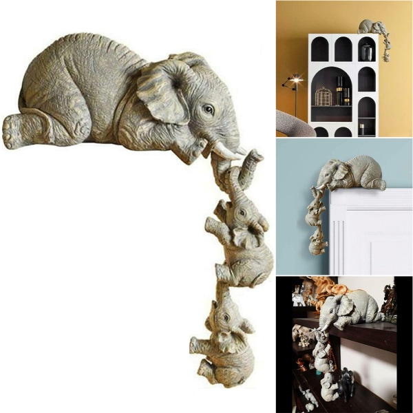 Elephant Sitter Handfiguriner Hängande kantprydnad bordsdekor