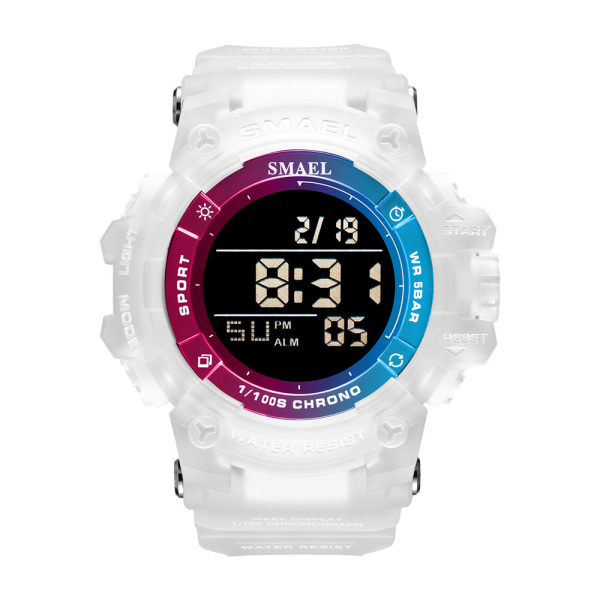 Digital watch för män Vattentäta klockor LED-bakgrundsbelysning White